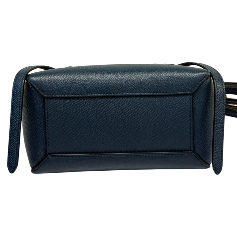 Nano Belt Bag Grained Calfskin Blue GHW