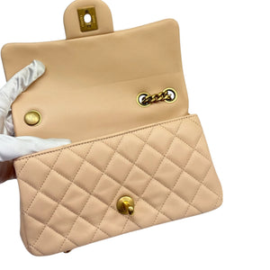 Single Flap with Flower Lock Small Lambskin Nude Pink GHW