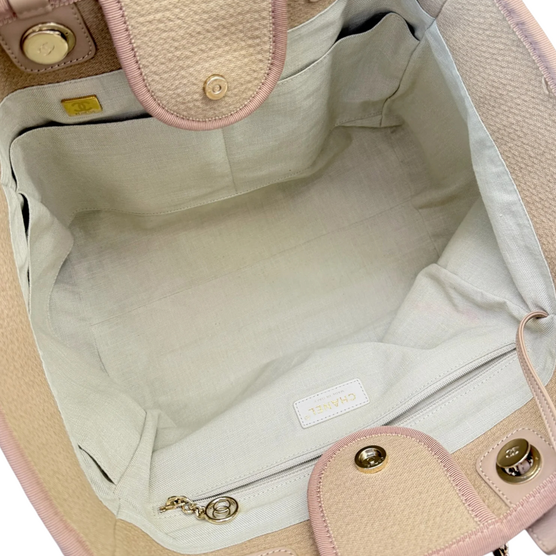 Deauville Tote Medium Mixed Fibers Beige LGHW