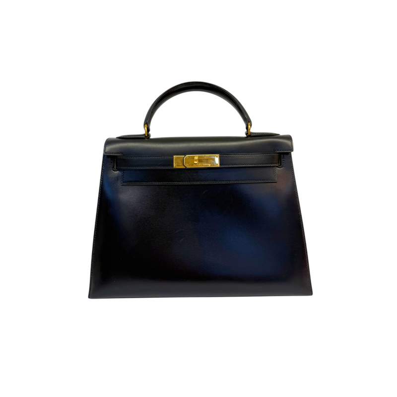 Vintage Kelly Sellier 28 Box Calfskin Black GHW