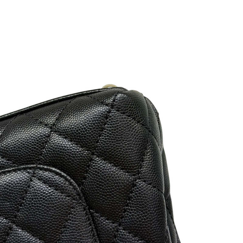 Coco Handle Clutch With Chain Mini Caviar Black GHW