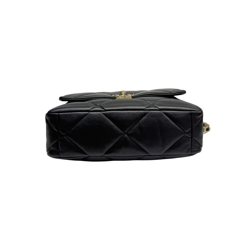 19 Flap Medium Lambskin Quilted Black MHW