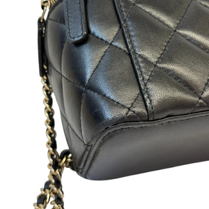 Top Handle Vanity Case Small Lambskin Black LGHW