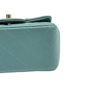 Square Flap Mini Lambskin Quilted Green LGHW