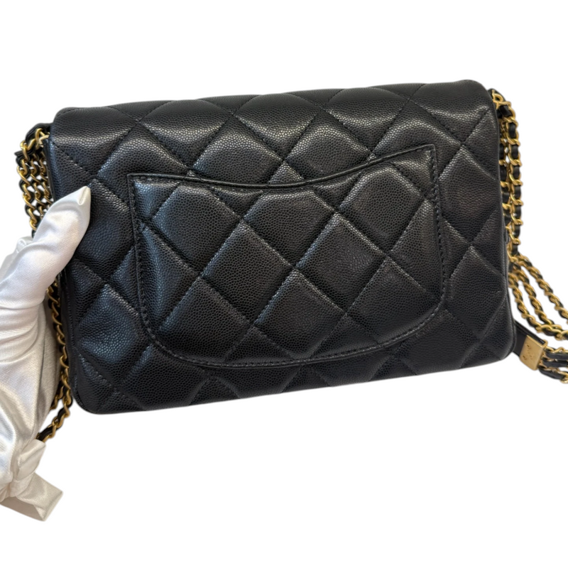 Seasonal Flap Crossbody Caviar Quilted Black GHW