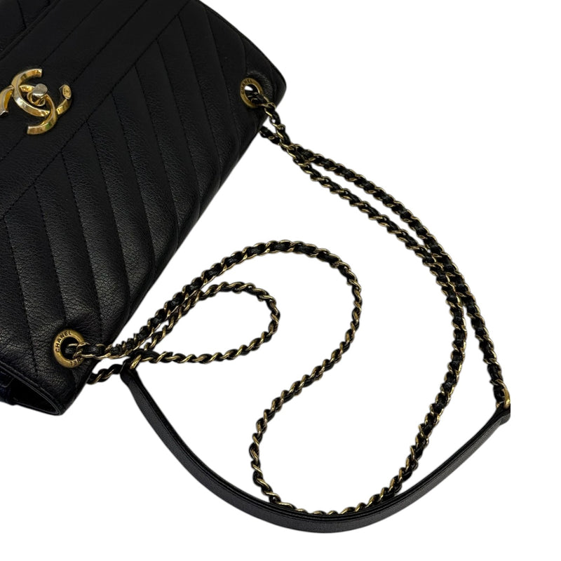 Diagonal Small Flap Calfskin Quilted Black GHW