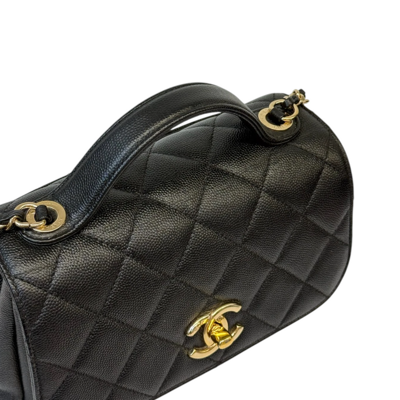 Business Affinity Flap Small Caviar Quilted Black LGHW