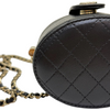 Round Vanity Case With Chain Lambskin Black GHW