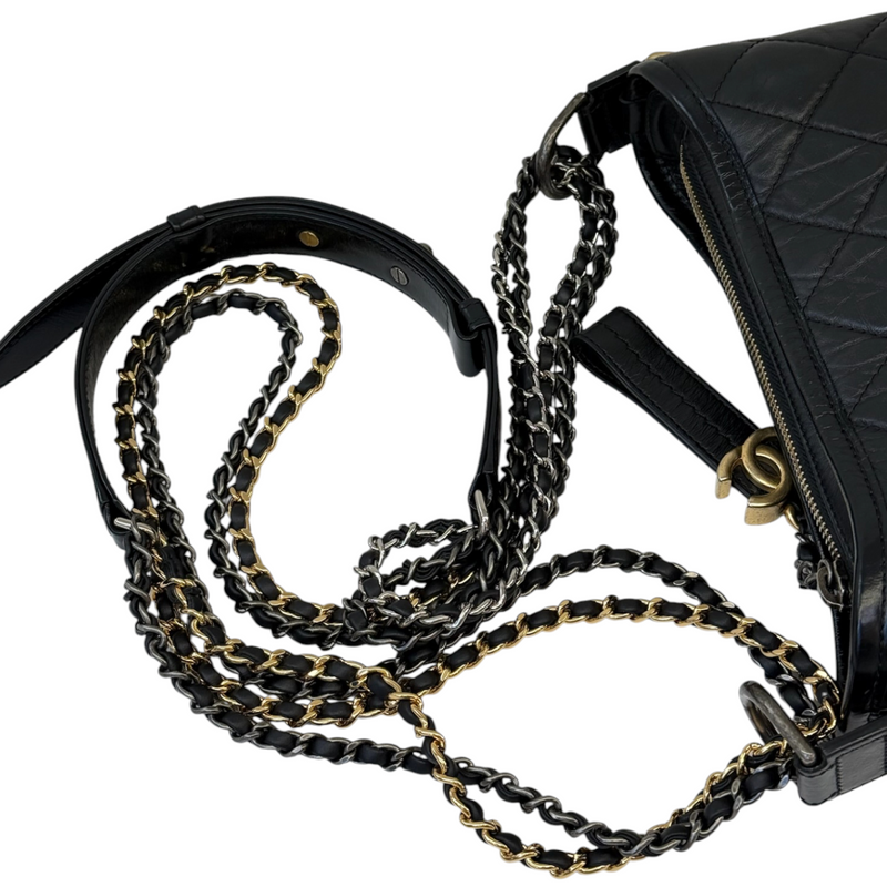 Gabrielle Hobo Small Aged Calfskin Quilted Black MHW