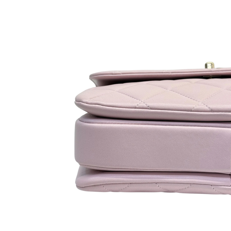 Trendy CC Flap Top Handle Lambskin Light Purple LGHW