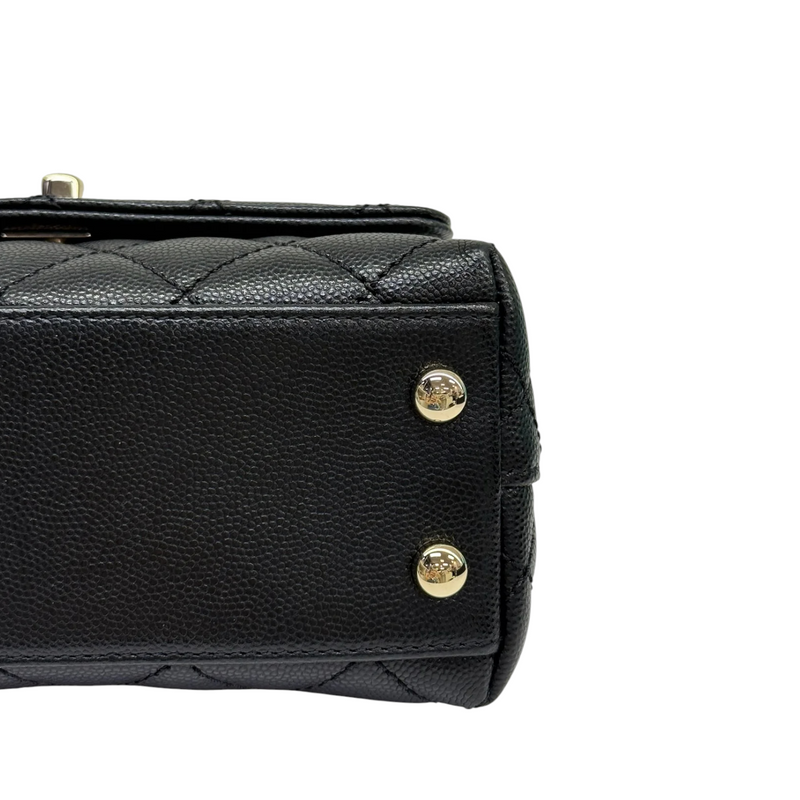 Coco Handle Clutch With Chain Mini Caviar Black GHW