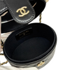Round Vanity Case With Chain Lambskin Black GHW