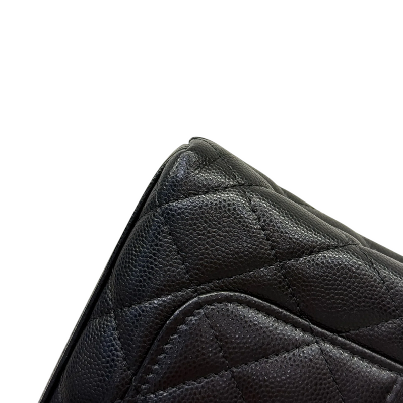 Coco Handle Clutch With Chain Caviar Quilted Black GHW