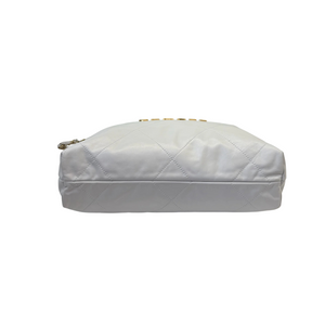 Small Shiny Calfskin Quilted Light Grey GHW
