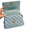 Coco Handle Flap Extra Mini Iridescent Caviar Light Blue GHW