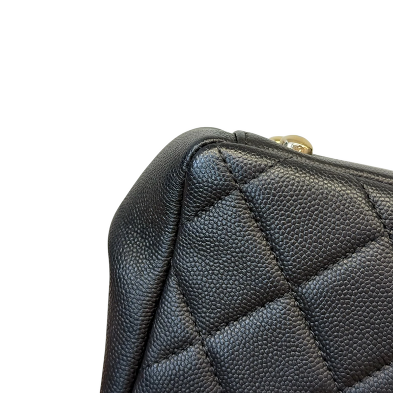 Business Affinity Flap Small Caviar Quilted Black LGHW