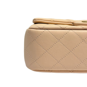 Single Flap with Flower Lock Small Lambskin Nude Pink GHW