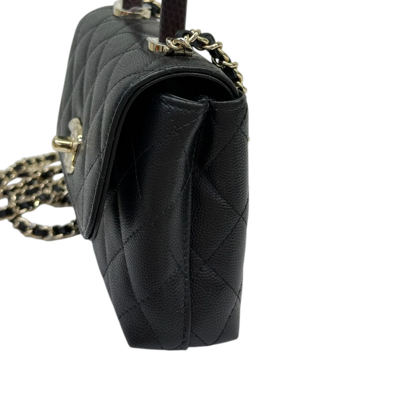 Coco Handle Clutch With Chain Caviar Quilted Black GHW