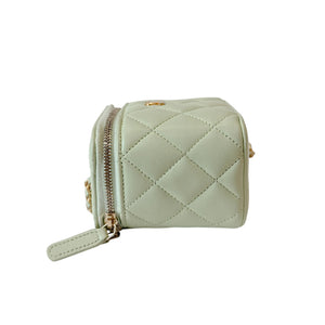 Vanity Case With Chain Lambskin Pearl Crush Light Green GHW