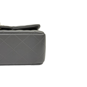 Top Handle Rectangular Flap Mini Lambskin Grey GHW