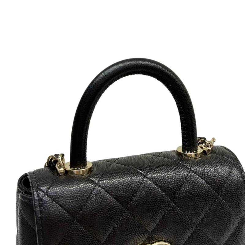Coco Handle Clutch With Chain Caviar Quilted Black GHW