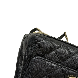 Coco Handle Clutch With Chain Mini Caviar Black GHW