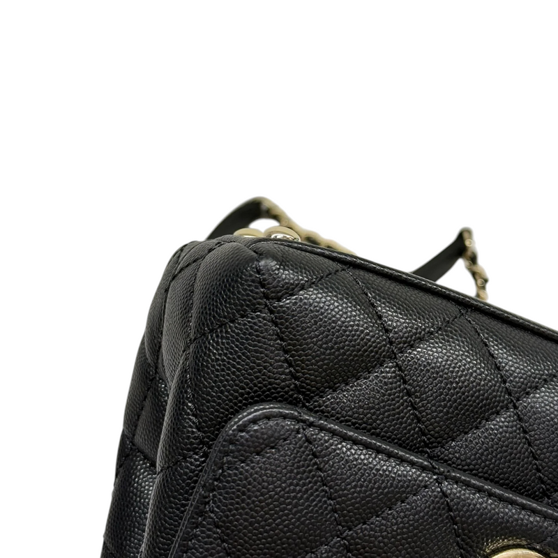 Coco Handle Clutch With Chain Mini Caviar Black GHW