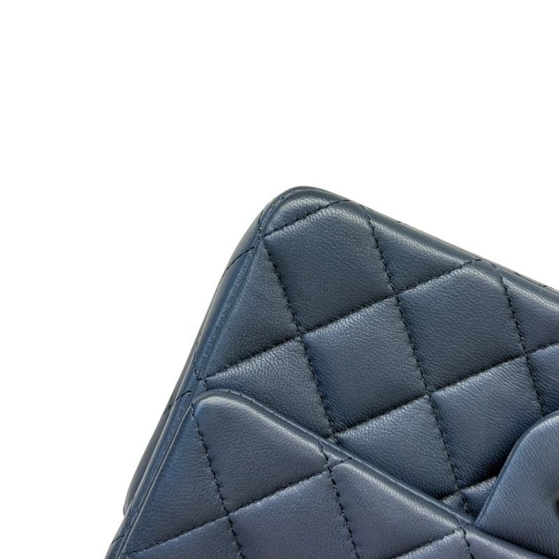 Rectangular Flap Mini Lambskin Quilted Blue LGHW