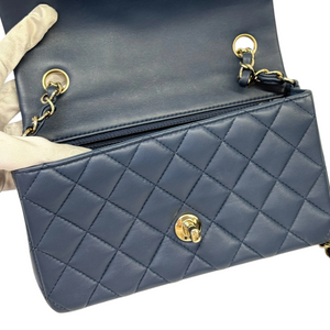 Rectangular Flap Mini Lambskin Quilted Blue LGHW