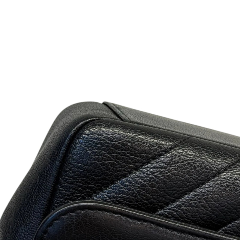 Diagonal Small Flap Calfskin Quilted Black GHW