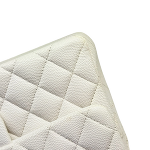 Classic Double Flap Small Caviar Quilted White GHW