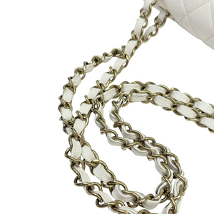 Classic Double Flap Small Caviar Quilted White GHW