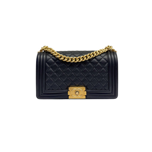 Boy Flap Medium Lambskin Quilted Black GHW
