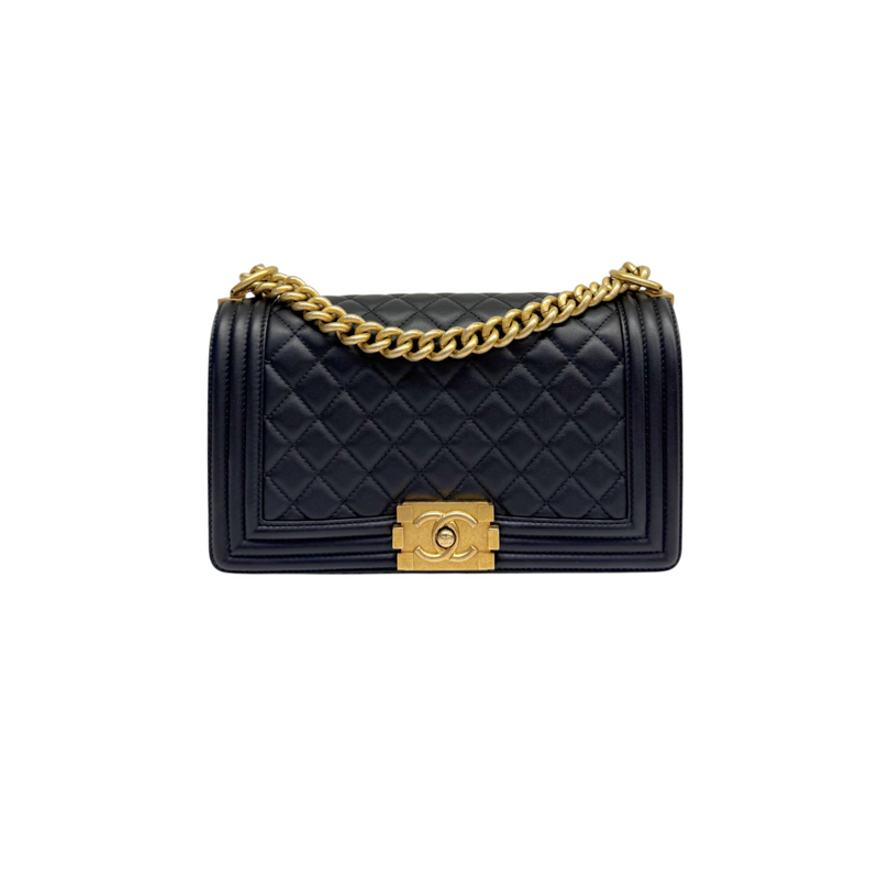 Boy Flap Medium Lambskin Quilted Black GHW