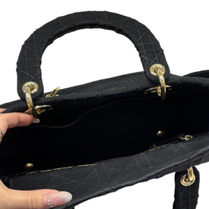 Lady D-Lite Medium Canvas Cannage Black GHW