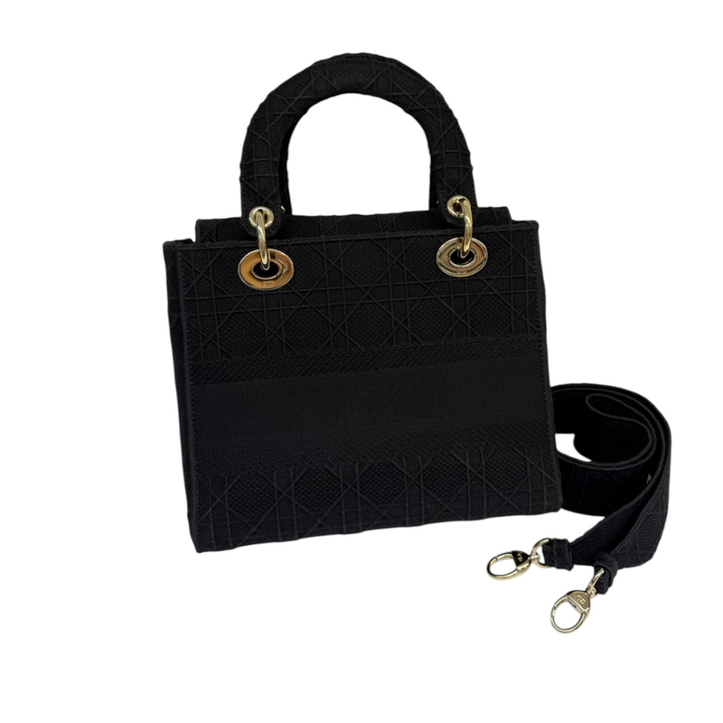Lady D-Lite Medium Canvas Cannage Black GHW
