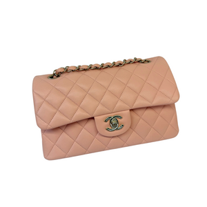 Classic Double Flap Small Lambskin Light Orange GHW