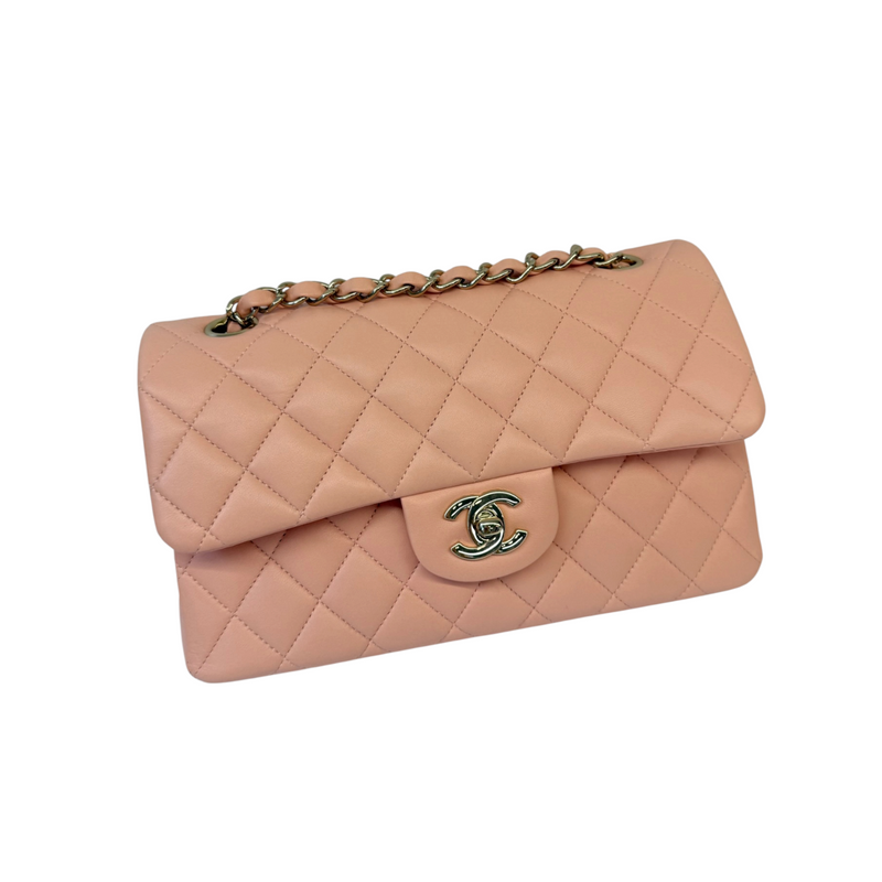 Classic Double Flap Small Lambskin Light Orange GHW