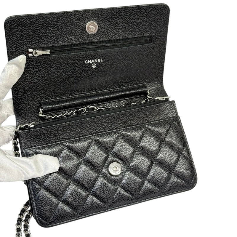 Wallet on Chain WOC Caviar Quilted Black SHW
