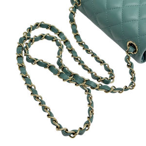 Square Flap Mini Lambskin Quilted Green LGHW