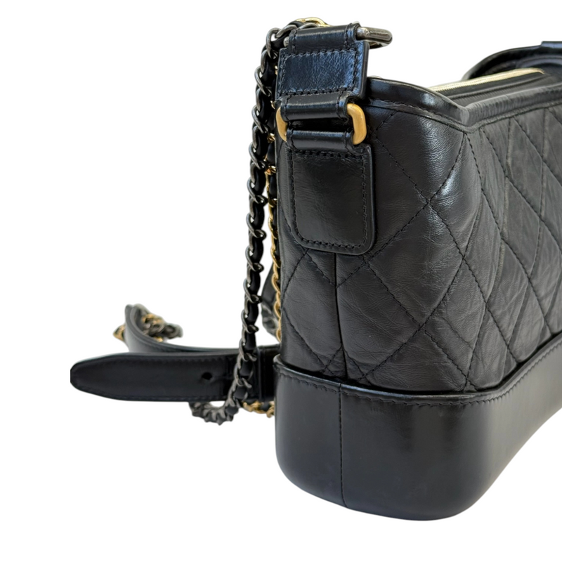 Gabrielle Hobo Small Aged Calfskin Quilted Black MHW