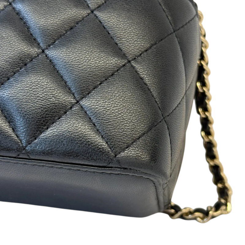 Top Handle Vanity Case Small Lambskin Black LGHW