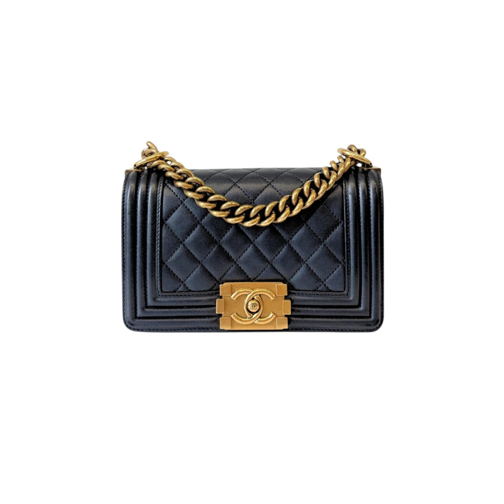 Boy Flap Small Lambskin Quilted Black GHW
