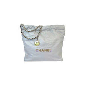 Small Shiny Calfskin Quilted Light Grey GHW