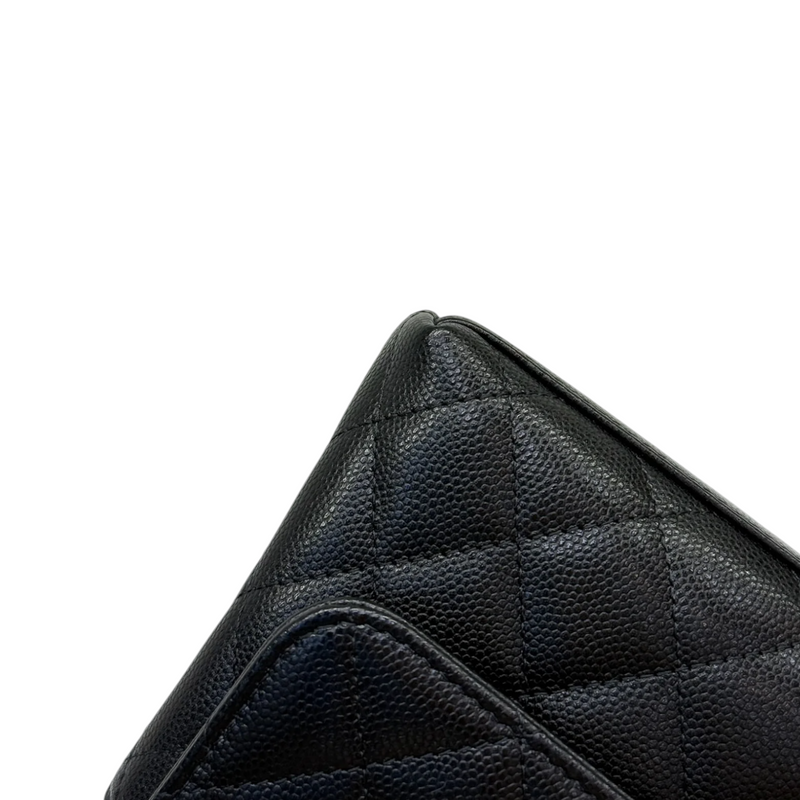 Coco Handle Clutch With Chain Caviar Quilted Black GHW
