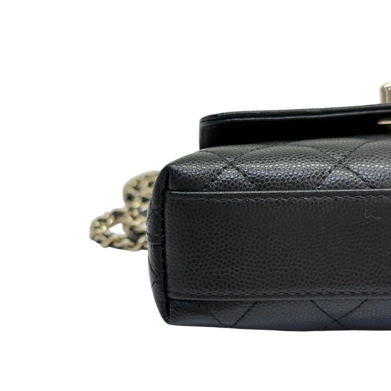 Coco Handle Clutch With Chain Caviar Quilted Black GHW