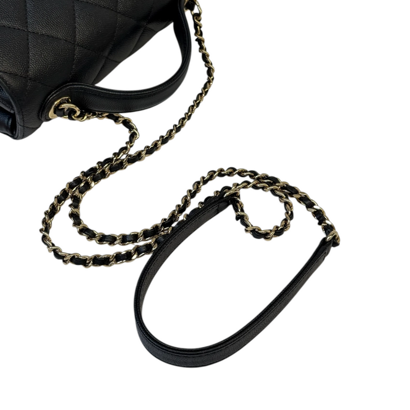 Business Affinity Flap Small Caviar Quilted Black LGHW