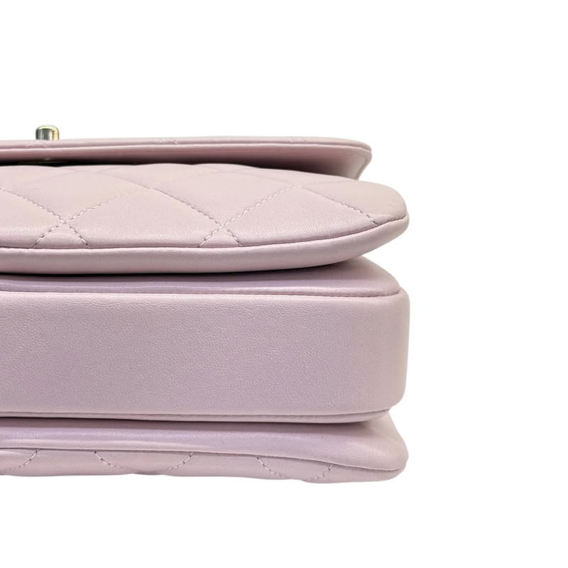 Trendy CC Flap Top Handle Lambskin Light Purple LGHW