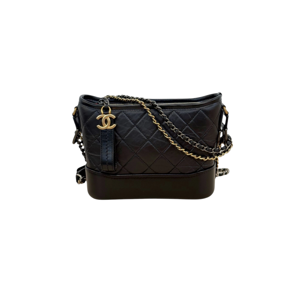 Gabrielle Hobo Small Aged Calfskin Quilted Black MHW