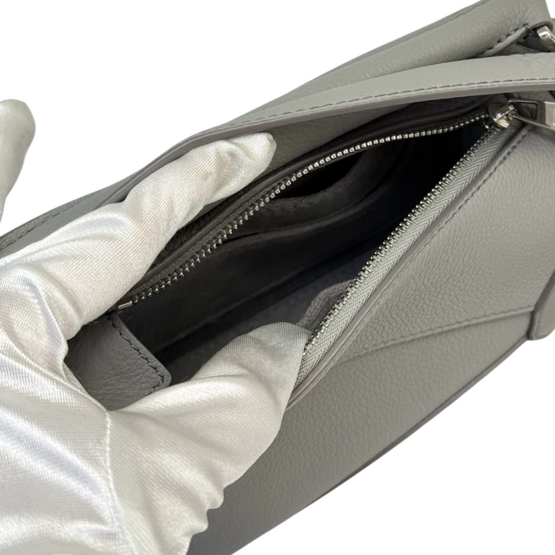 Puzzle Mini Calfskin Quilted Grey SHW